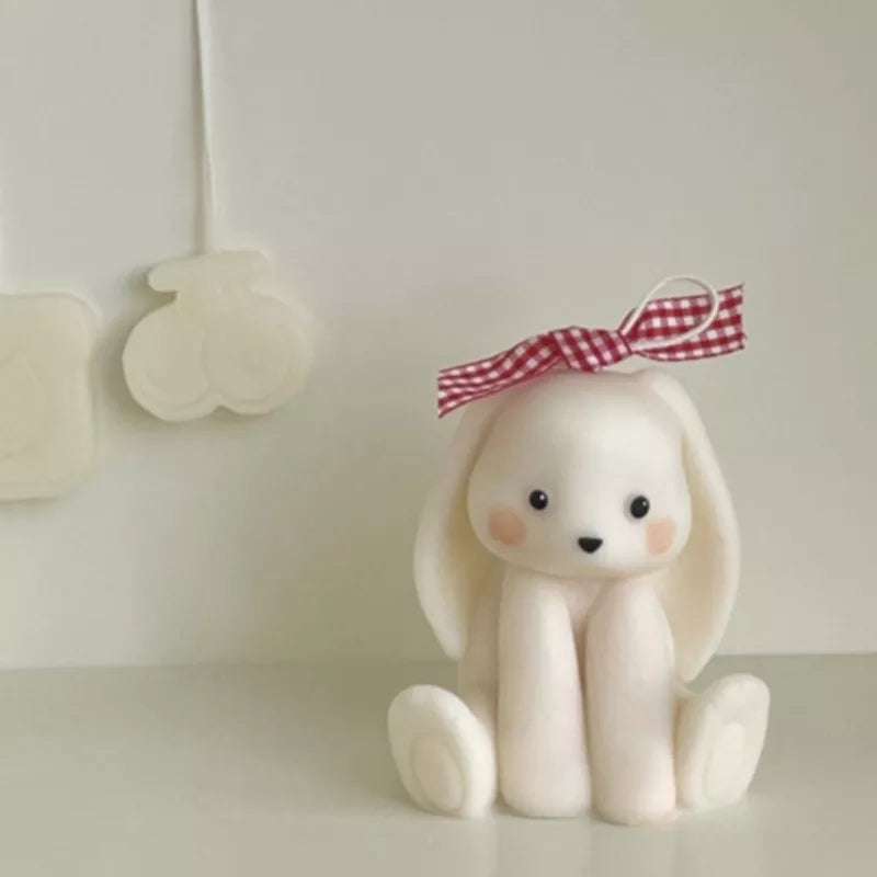 A Bunny Rabbit Candle Mould silicone candle mold by MYKA Candles and Moulds, the perfect multipurpose tool for soap, resin, and cake mould casting.