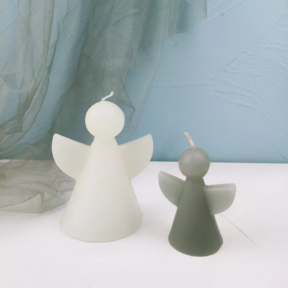 An aesthetic Christmas Angel Acrylic Candle Moulds silicone candle mould from MYKA Candles and Moulds, perfect for soap, resin, and cake mould art.