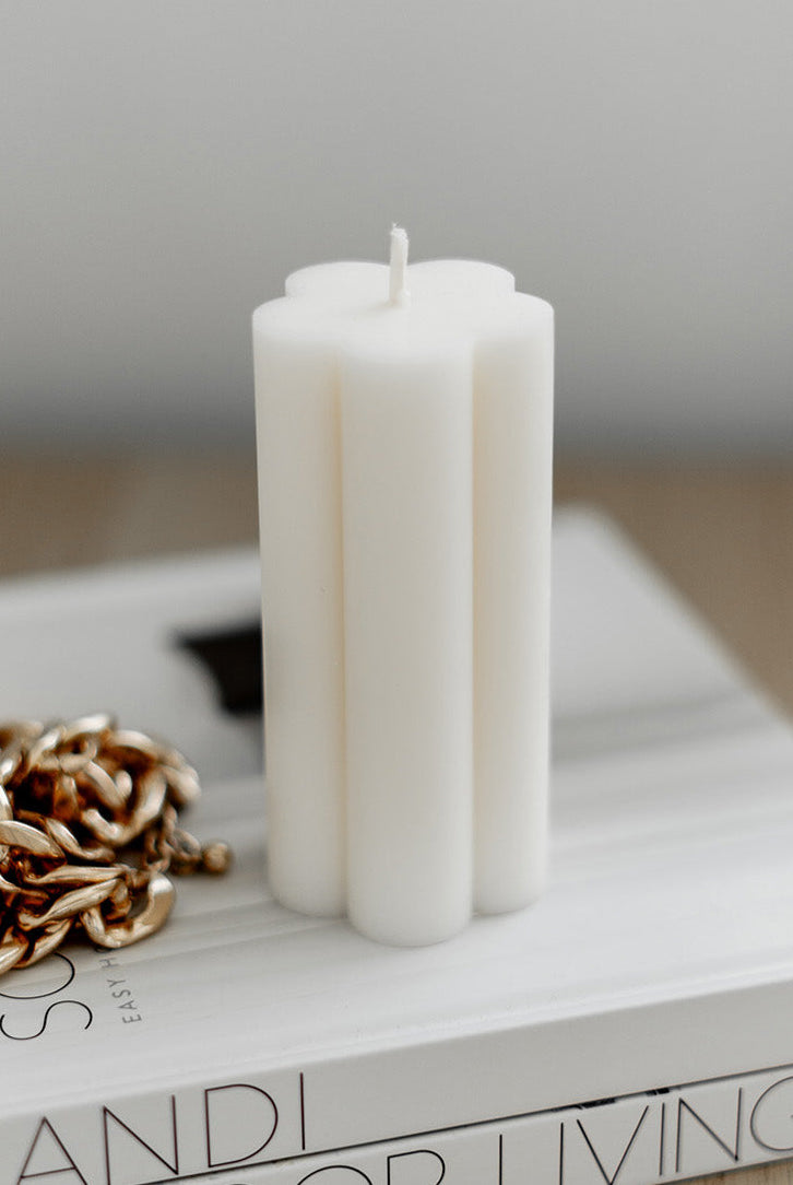 Blossom Pillar Candle Mould 0 - Silicone Mould, Mold for DIY Candles. Created using candle making kit with cotton candle wicks and candle colour chips. Using soy wax for pillar candles. Sold by Myka Candles Moulds Australia