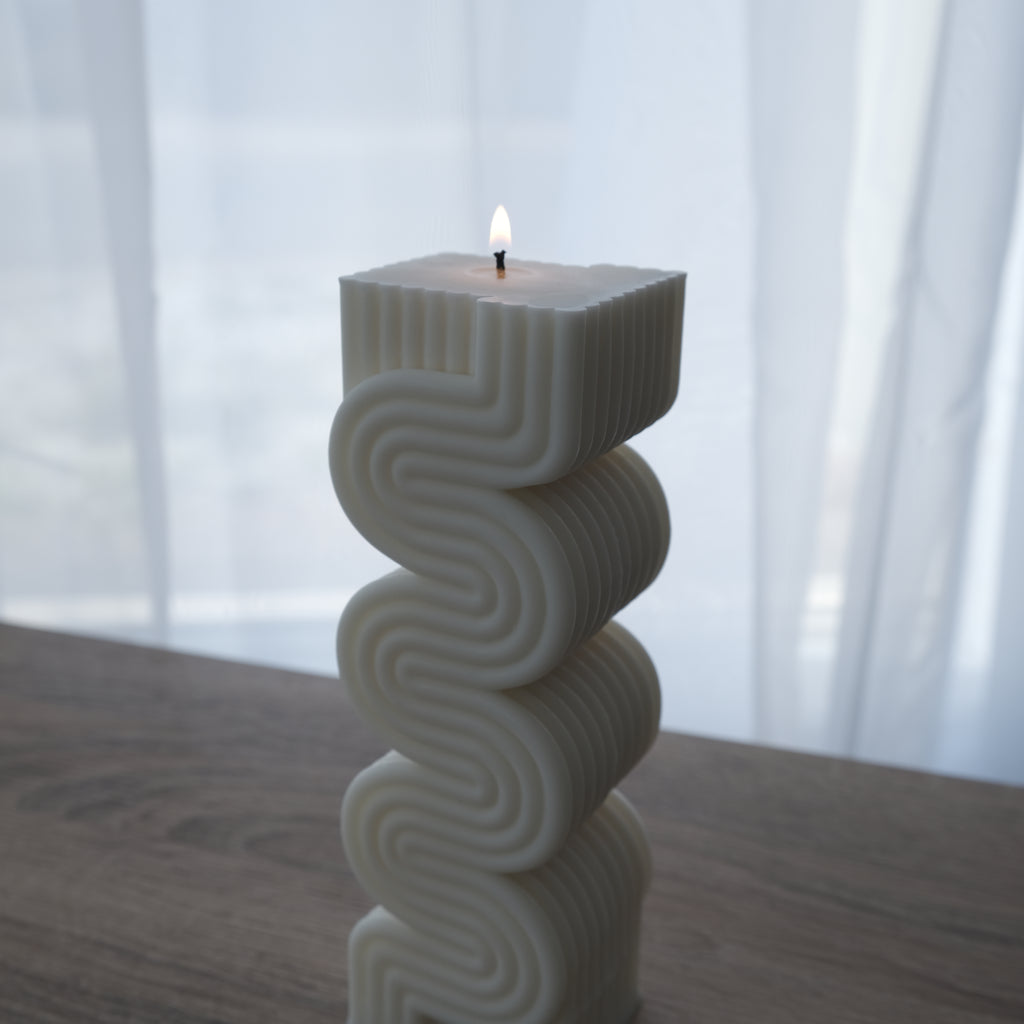 Sienna Candle Mould 1 - Silicone Mould, Mold for DIY Candles. Created using candle making kit with cotton candle wicks and candle colour chips. Using soy wax for pillar candles. Sold by Myka Candles Moulds Australia
