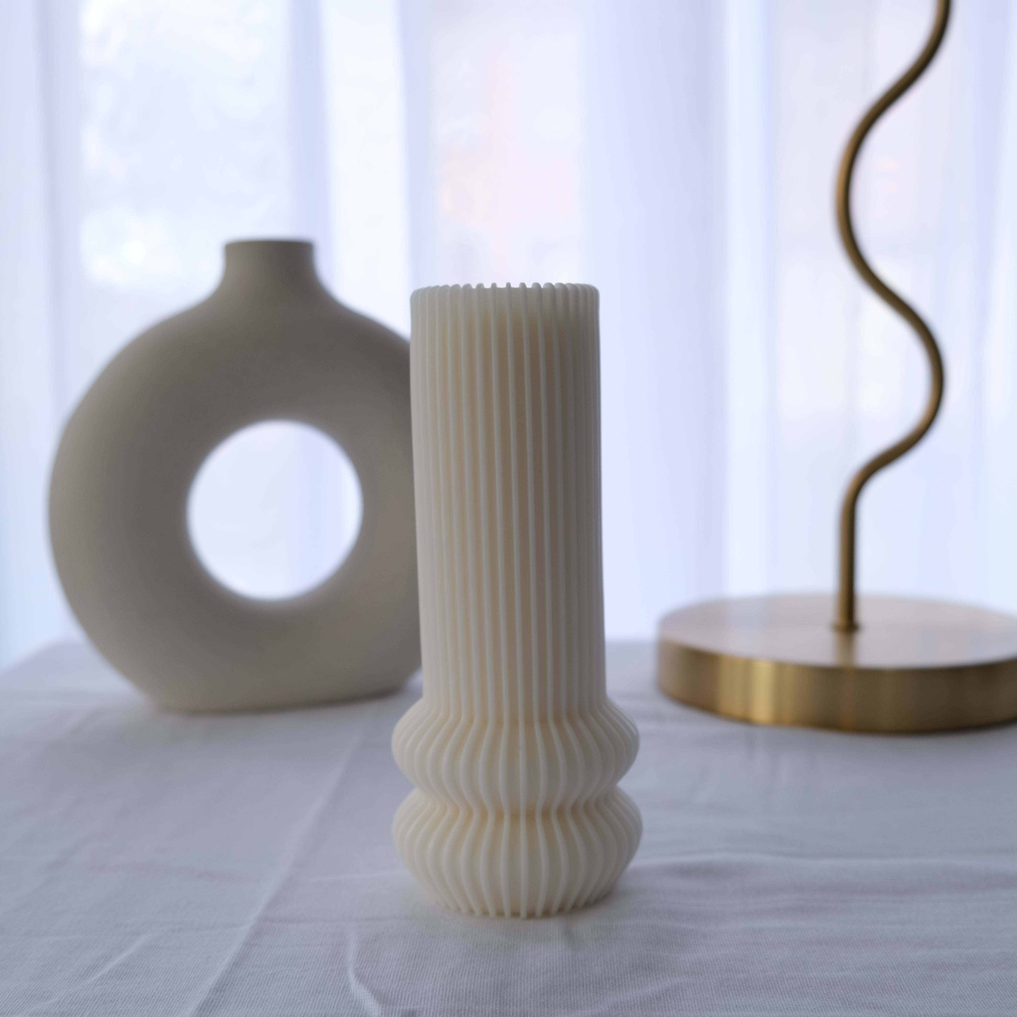 Nordic Vase Candle Moulds 1 - Silicone Mould, Mold for DIY Candles. Created using candle making kit with cotton candle wicks and candle colour chips. Using soy wax for pillar candles. Sold by Myka Candles Moulds Australia