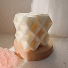 Crafting with the Diamond Cube Candle Mould silicone candle mould by MYKA Candles and Moulds, also used for soap, resin, and cake moulds.