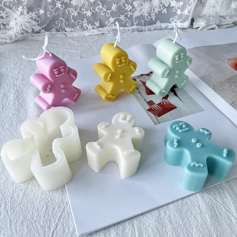 A detailed Gingerbread Man Silicone Candle Moulds silicone candle mould by MYKA Candles and Moulds, perfect for candle making, soap moulds, and resin moulds.