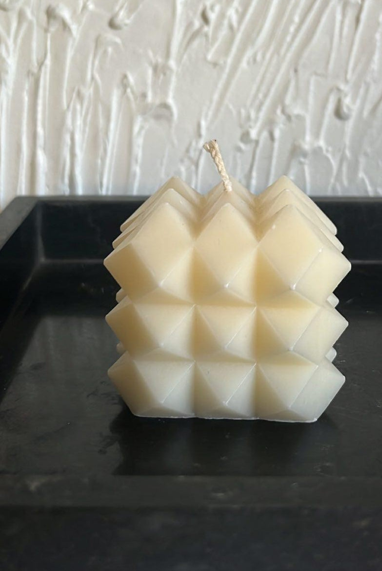 Sharp Cube Candle Moulds 1 - Silicone Mould, Mold for DIY Candles. Created using candle making kit with cotton candle wicks and candle colour chips. Using soy wax for pillar candles. Sold by Myka Candles Moulds Australia