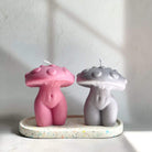 Mushroom Goddess Candle Mould 0 - Silicone Mould, Mold for DIY Candles. Created using candle making kit with cotton candle wicks and candle colour chips. Using soy wax for pillar candles. Sold by Myka Candles Moulds Australia