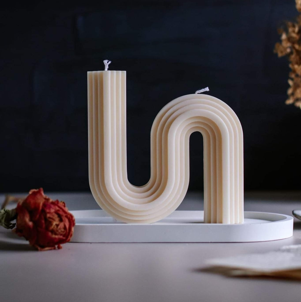 Large Wavy Candle Mould 1 - Silicone Mould, Mold for DIY Candles. Created using candle making kit with cotton candle wicks and candle colour chips. Using soy wax for pillar candles. Sold by Myka Candles Moulds Australia