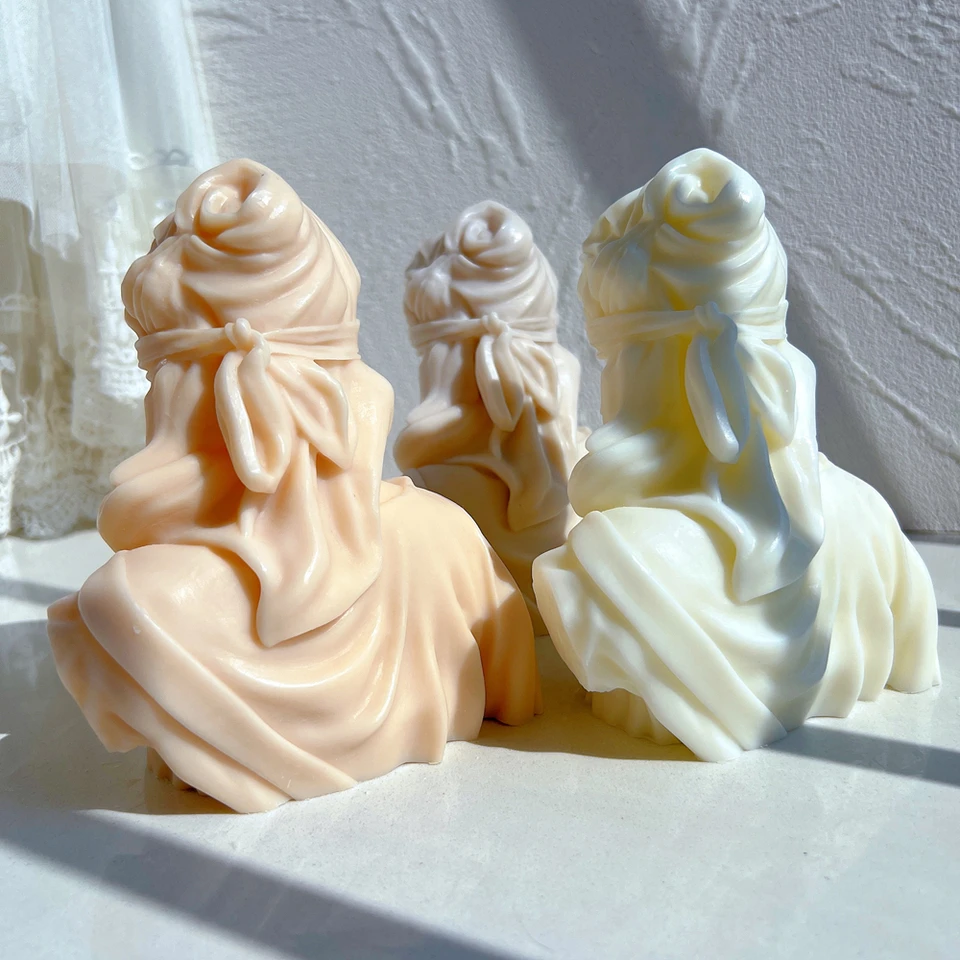 The Lady Justice Candle Mould silicone candle mould by MYKA Candles and Moulds, perfect for small business candle, soap, and cake mould production.