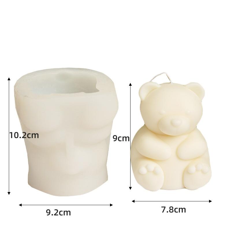 Bear Candle Mould 5 - Silicone Mould, Mold for DIY Candles. Created using candle making kit with cotton candle wicks and candle colour chips. Using soy wax for pillar candles. Sold by Myka Candles Moulds Australia