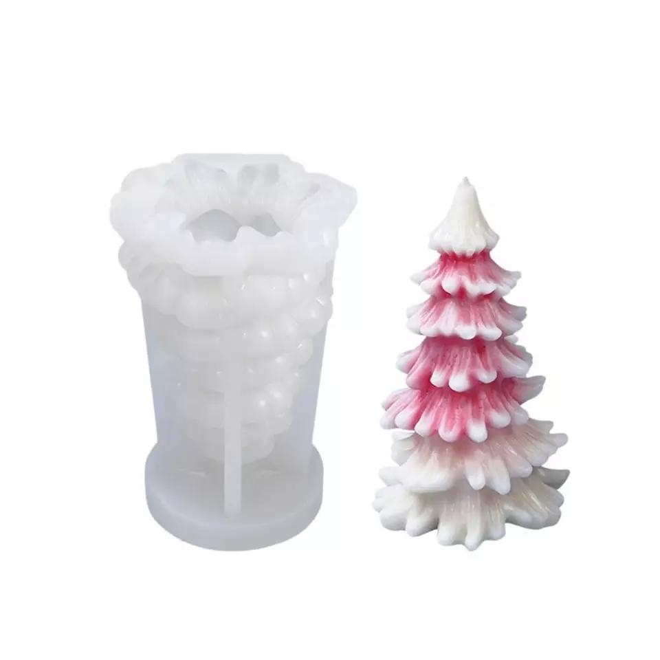 Coniferous Christmas Tree Candle Mould 4 - Silicone Mould, Mold for DIY Candles. Created using candle making kit with cotton candle wicks and candle colour chips. Using soy wax for pillar candles. Sold by Myka Candles Moulds Australia