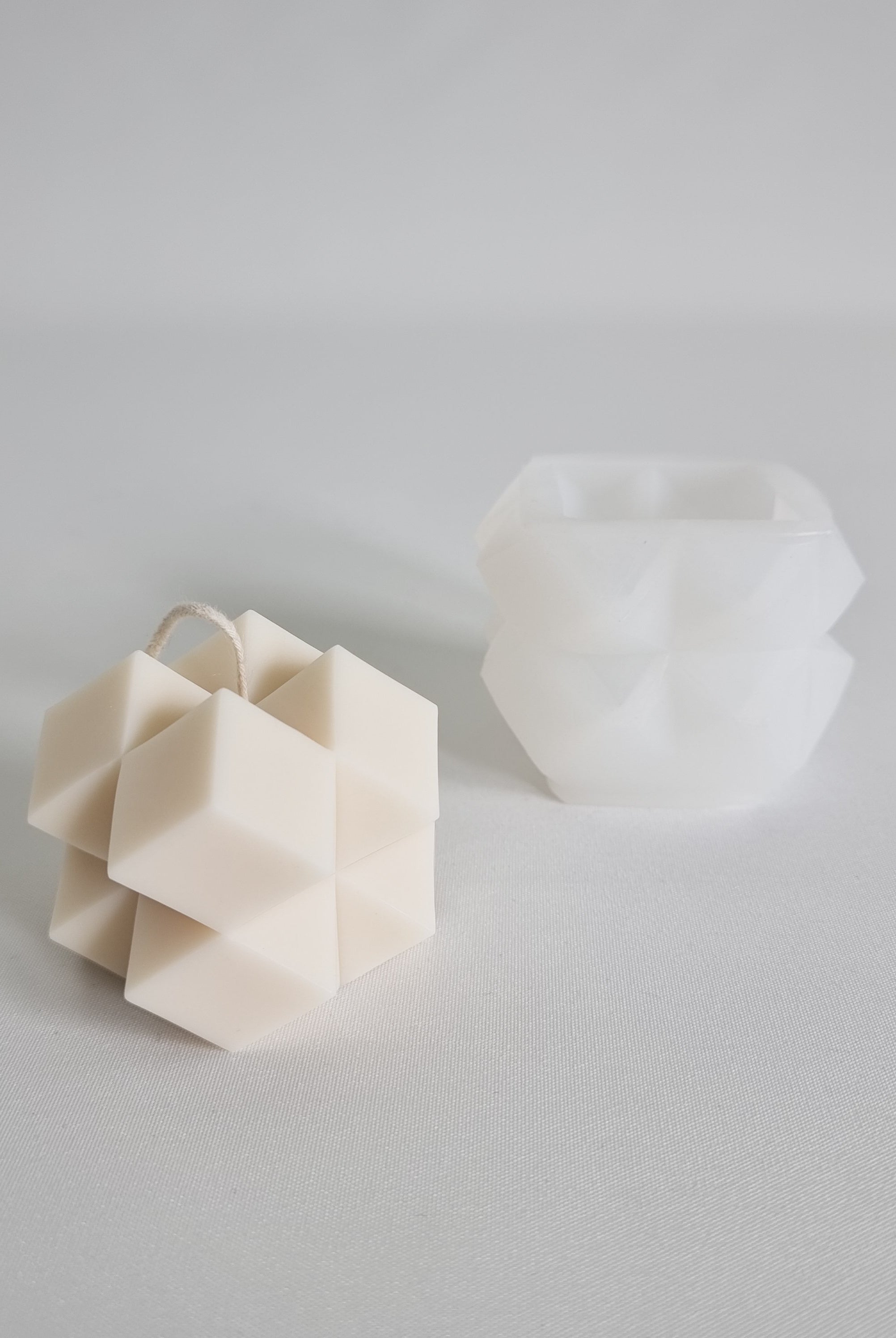 Sharp Cube Candle Moulds 4 - Silicone Mould, Mold for DIY Candles. Created using candle making kit with cotton candle wicks and candle colour chips. Using soy wax for pillar candles. Sold by Myka Candles Moulds Australia