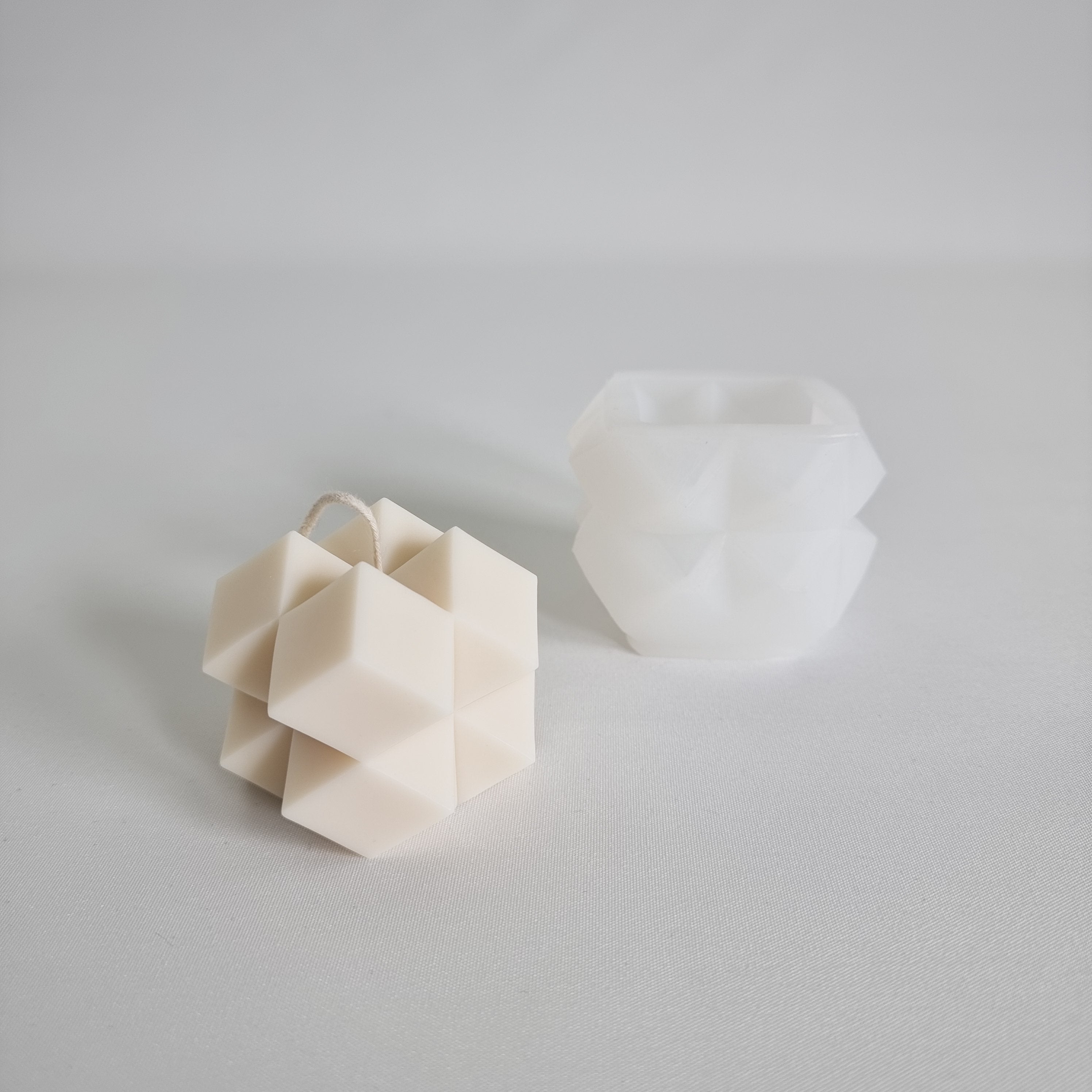 Sharp Cube Candle Moulds 4 - Silicone Mould, Mold for DIY Candles. Created using candle making kit with cotton candle wicks and candle colour chips. Using soy wax for pillar candles. Sold by Myka Candles Moulds Australia