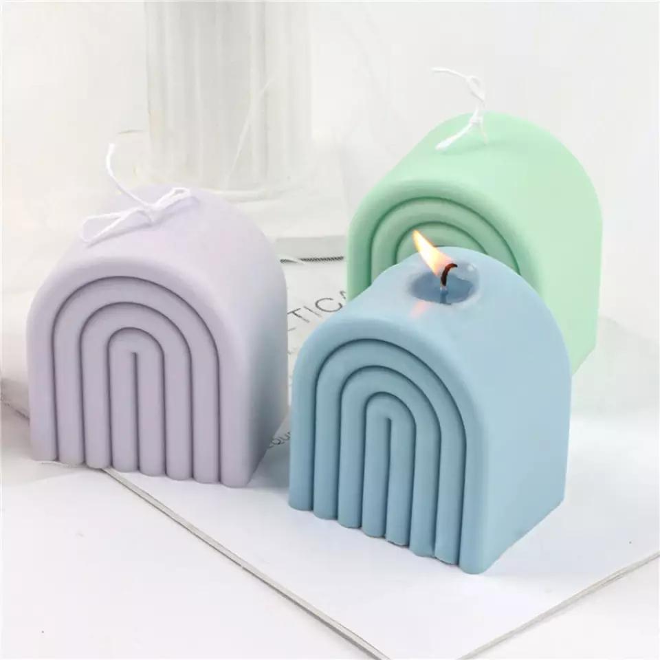 Rainbow Candle Mould 4 - Silicone Mould, Mold for DIY Candles. Created using candle making kit with cotton candle wicks and candle colour chips. Using soy wax for pillar candles. Sold by Myka Candles Moulds Australia