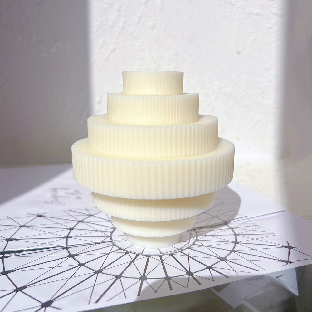 The flexible Ribbed Chandelier Candle Mould silicone candle mould by MYKA Candles and Moulds, suitable for soap moulds and food-grade cake mould use.