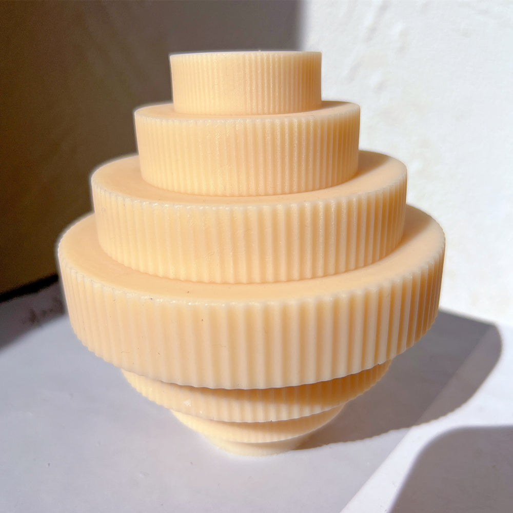 Showcasing the Ribbed Chandelier Candle Mould silicone candle mould by MYKA Candles and Moulds for creative baking moulds and candle making.