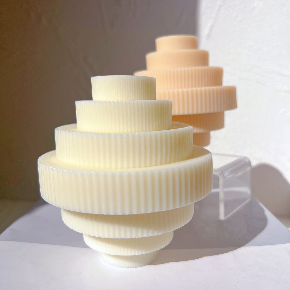 A heat-resistant Ribbed Chandelier Candle Mould silicone candle mould by MYKA Candles and Moulds, ideal for soap, resin, and baking mould applications.
