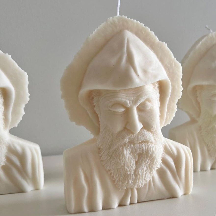 Precision-designed Saint Charbel Candle Mould silicone candle mold by MYKA Candles and Moulds for resin moulds and gourmet cake mould designs.