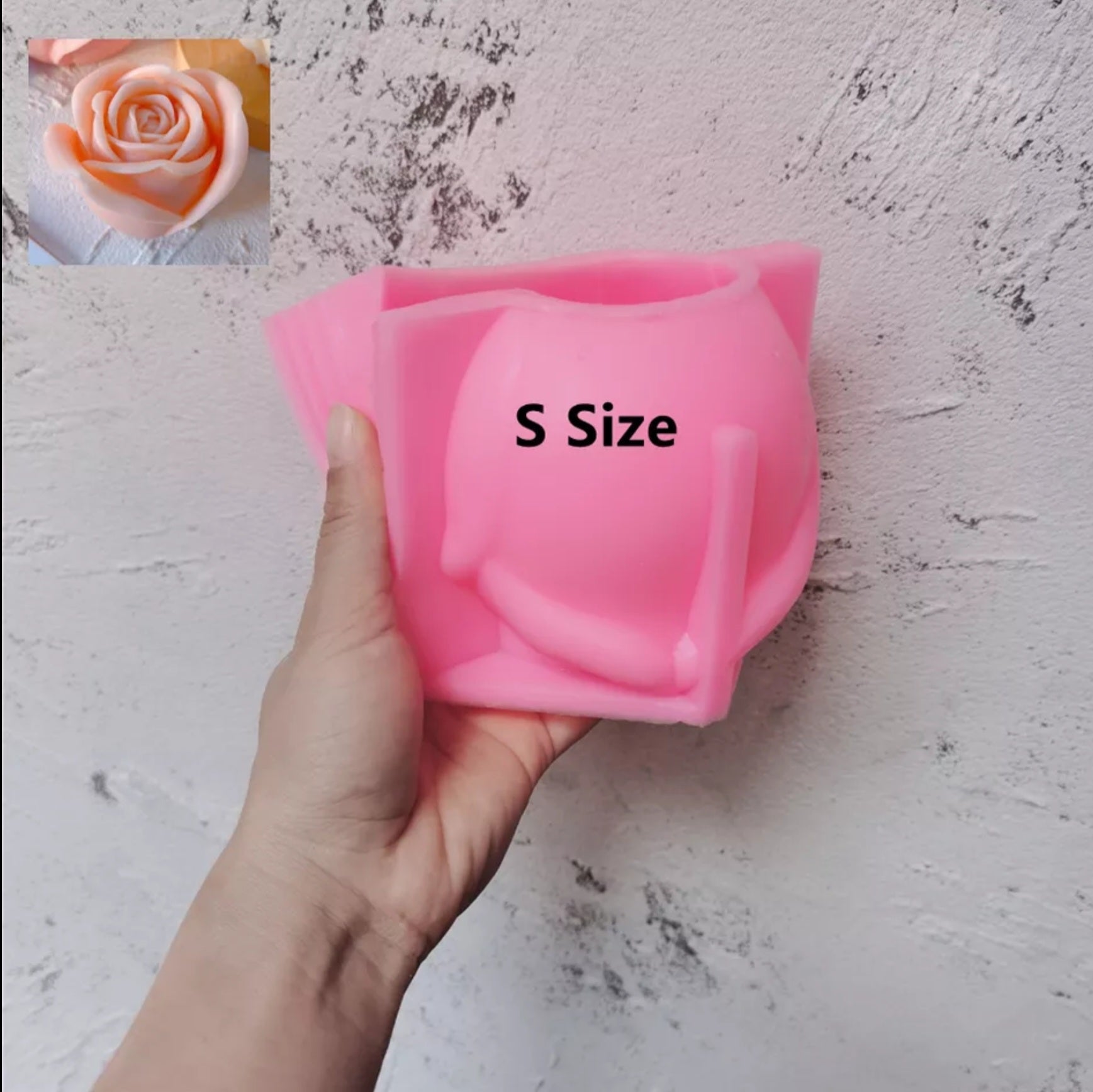 Large Rose Candle Moulds (Pink) 6 - Silicone Mould, Mold for DIY Candles. Created using candle making kit with cotton candle wicks and candle colour chips. Using soy wax for pillar candles. Sold by Myka Candles Moulds Australia