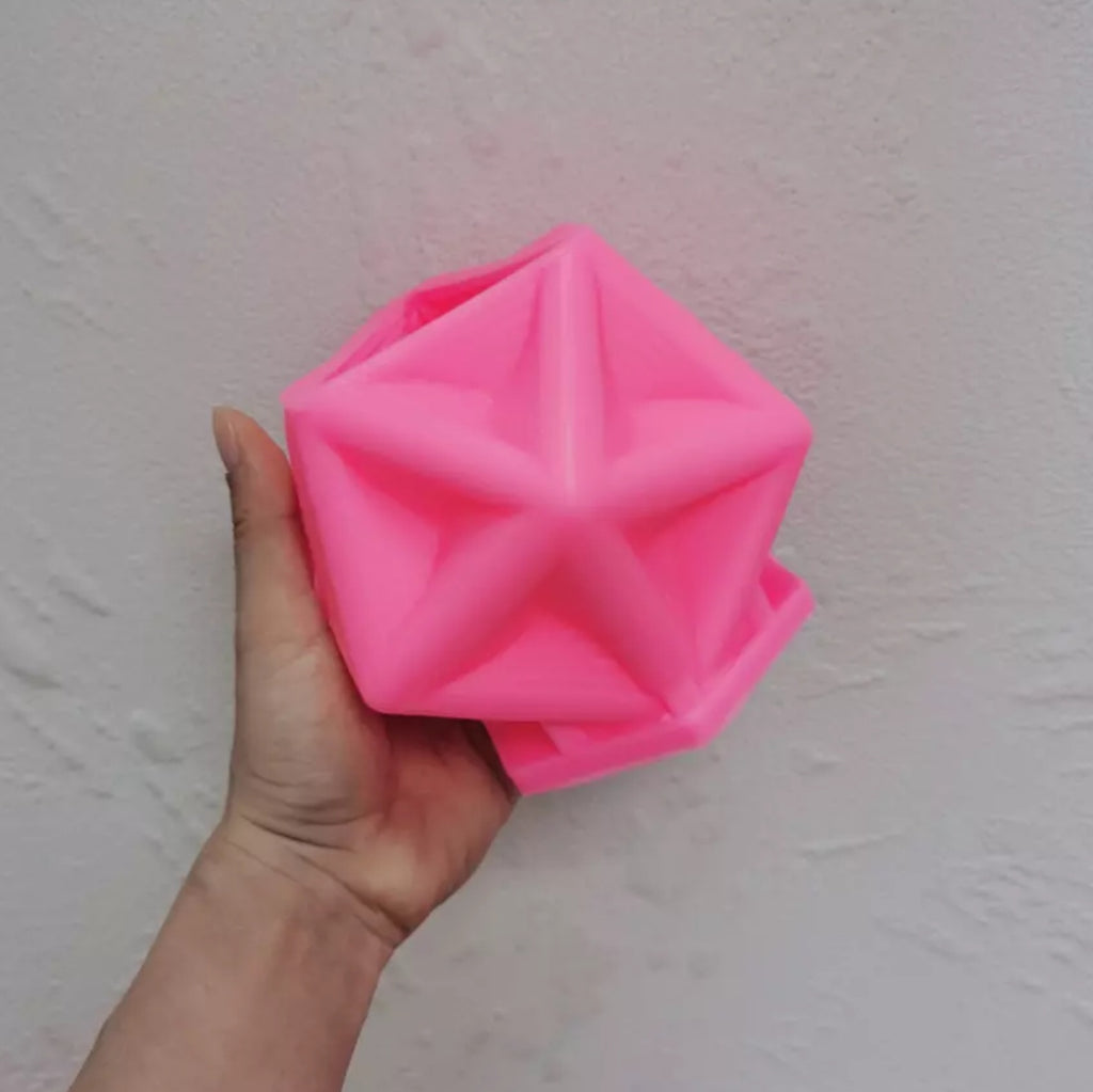 Abstract Star Candle Mould 6 - Silicone Mould, Mold for DIY Candles. Created using candle making kit with cotton candle wicks and candle colour chips. Using soy wax for pillar candles. Sold by Myka Candles Moulds Australia