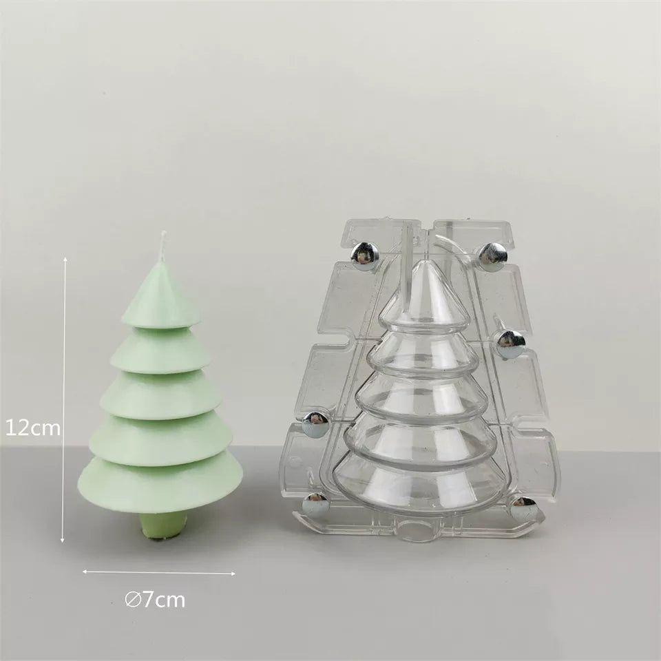 A Tiered Christmas Tree Acrylic Candle Moulds silicone candle mold by MYKA Candles and Moulds, the perfect multipurpose tool for soap, resin, and cake mould casting.