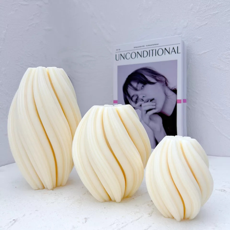 View of the Twirl Candle Moulds silicone candle mould from MYKA Candles and Moulds, ideal for DIY soap moulds and cake mould projects.