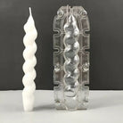 The flexible Twisted Pillar Candle Mould silicone candle mould by MYKA Candles and Moulds, suitable for soap moulds and food-grade cake mould use.