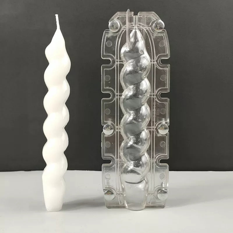 The flexible Twisted Pillar Candle Mould silicone candle mould by MYKA Candles and Moulds, suitable for soap moulds and food-grade cake mould use.