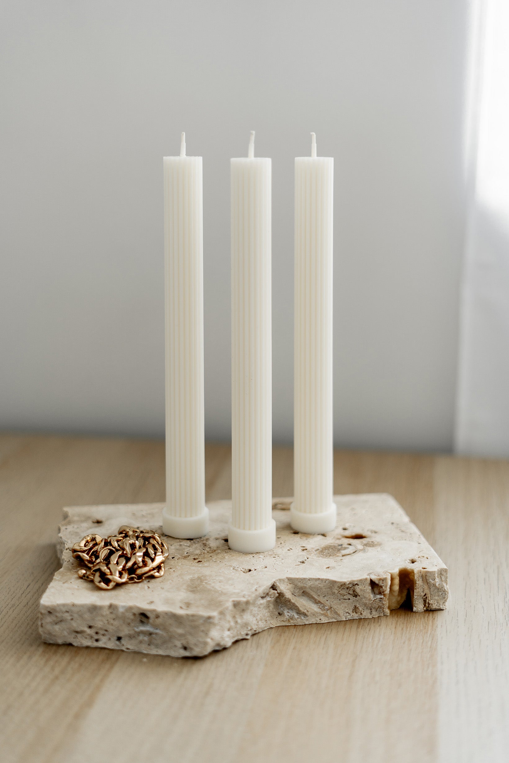 Base Ribbed Pillar Candle Mould 0 - Silicone Mould, Mold for DIY Candles. Created using candle making kit with cotton candle wicks and candle colour chips. Using soy wax for pillar candles. Sold by Myka Candles Moulds Australia