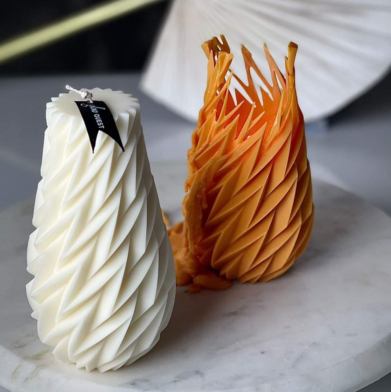 Close-up of the Ziggy Candle Mould silicone candle mould by MYKA Candles and Moulds for soy wax, soap moulds, and baking mould hobbyists.